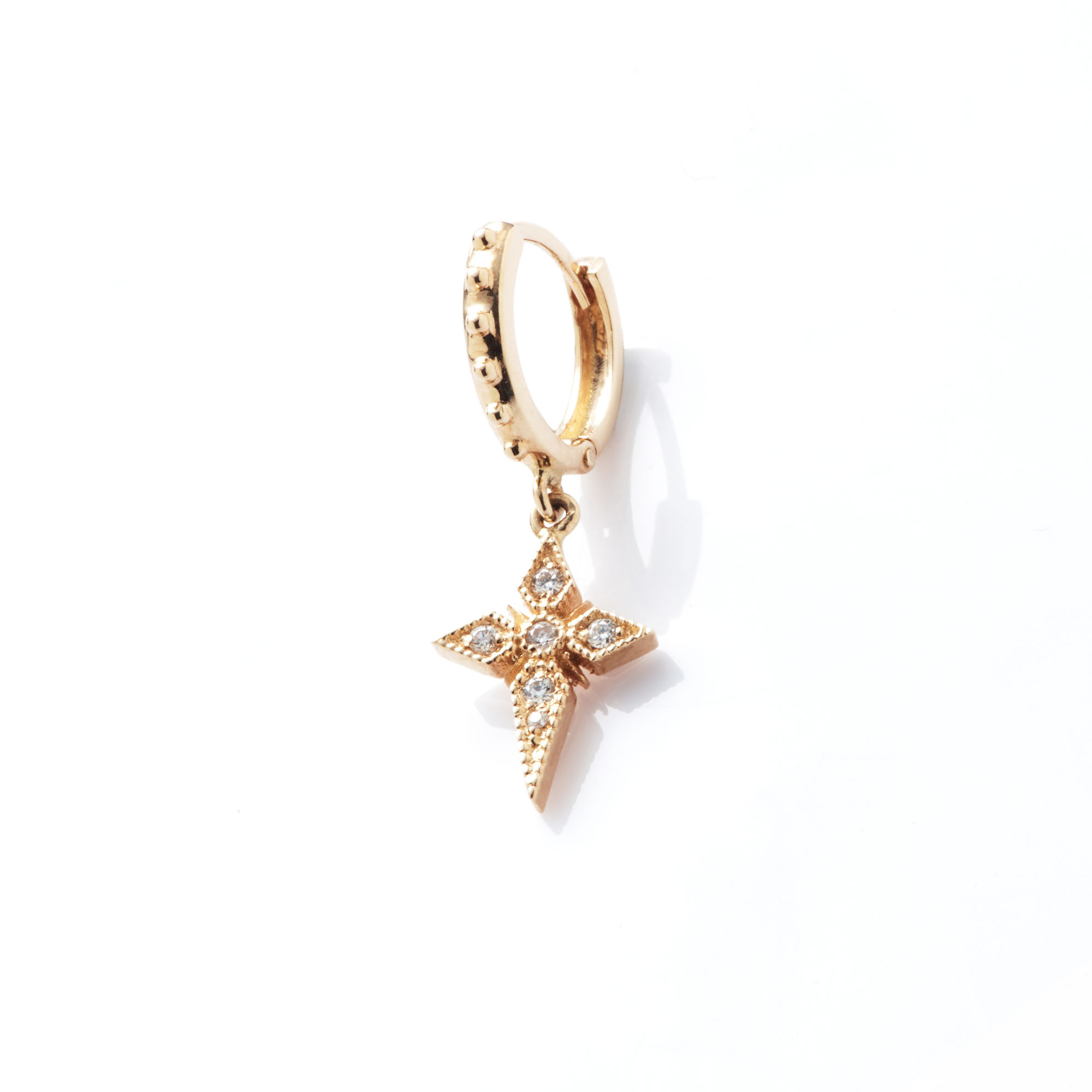 Angèle Brousse Saintes Mini Créole Croix boucles or jaune diamant