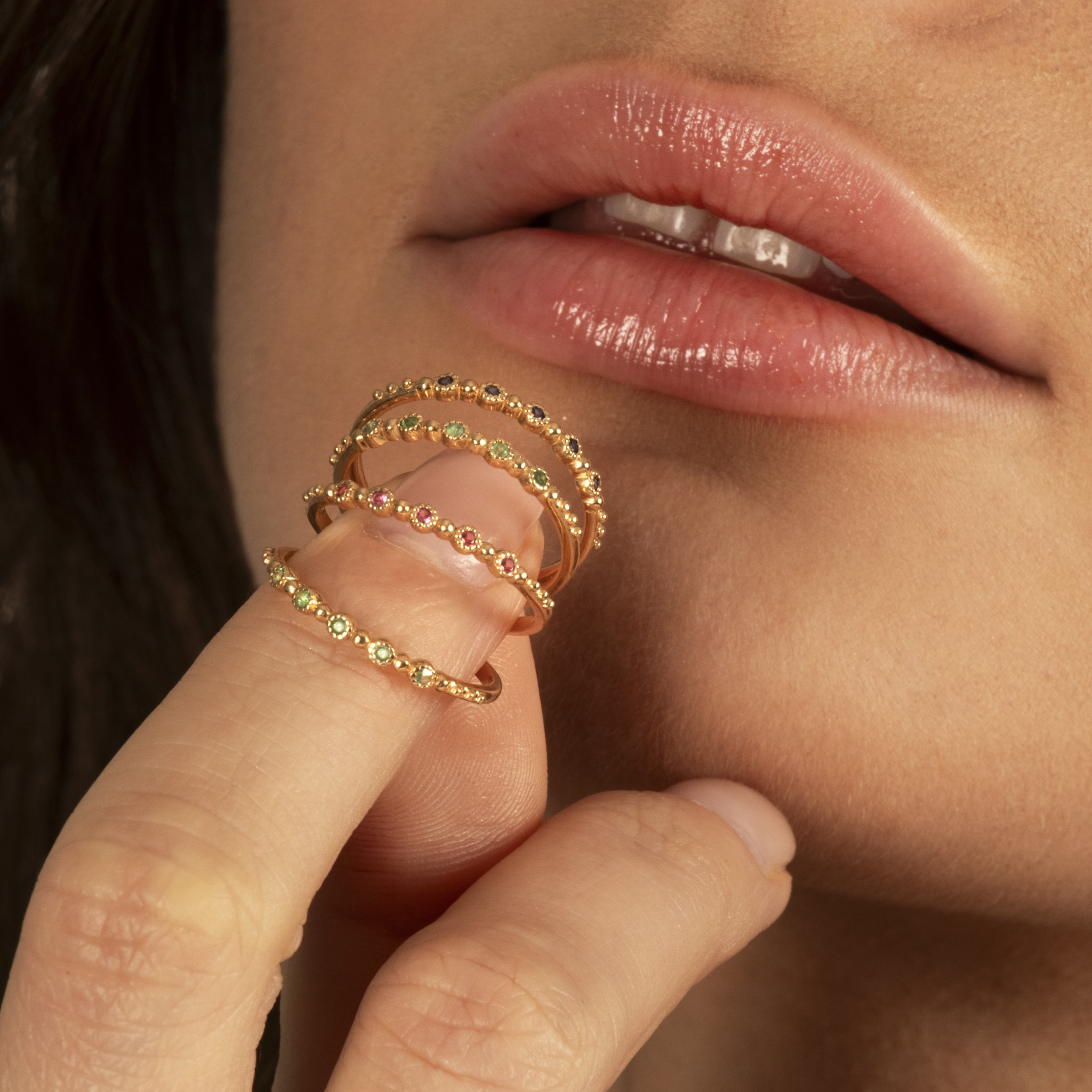 Angèle Brousse Nina Small Colors bague or tourmalines roses