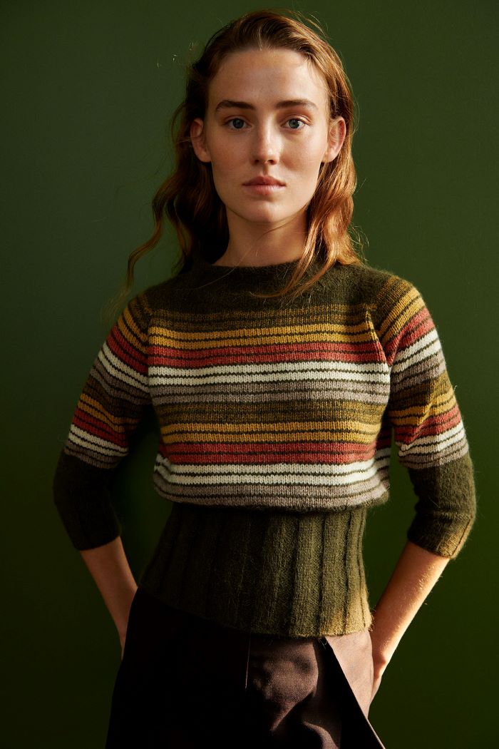 Isager Yarn Kits Inca Stripes kit tricot pull rayé laine