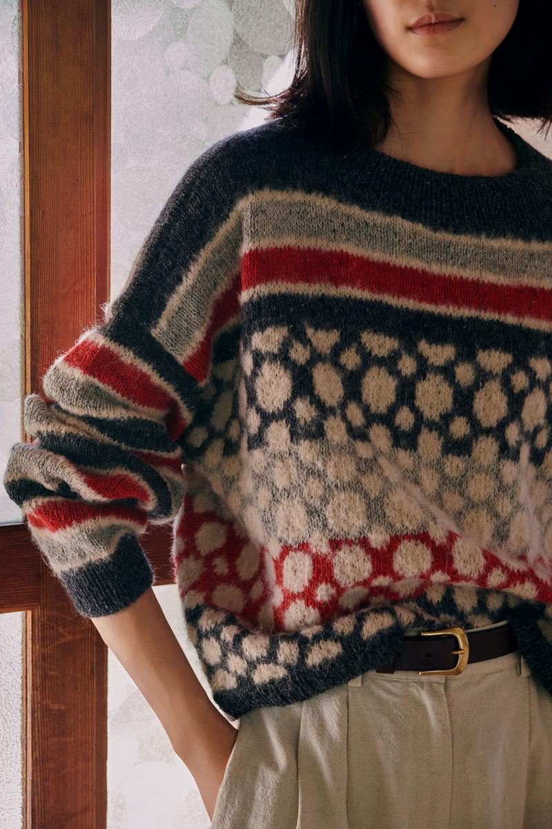 Isager Circles and stripes model 1 kit tricot pull