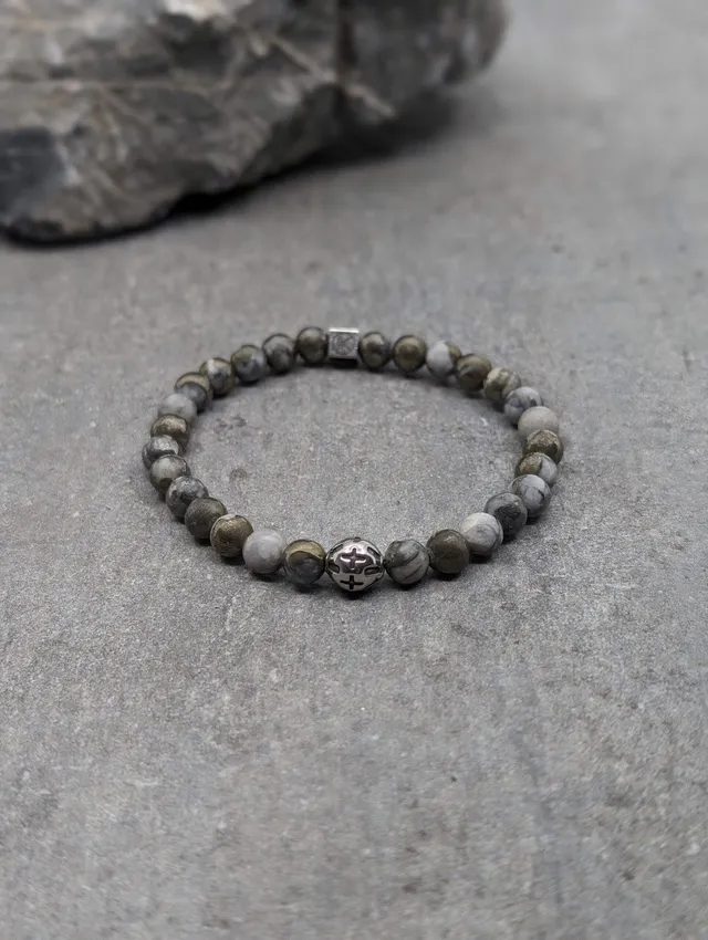 IKOBA Bracelets bracelet pyrite 6 mm acier inoxydable