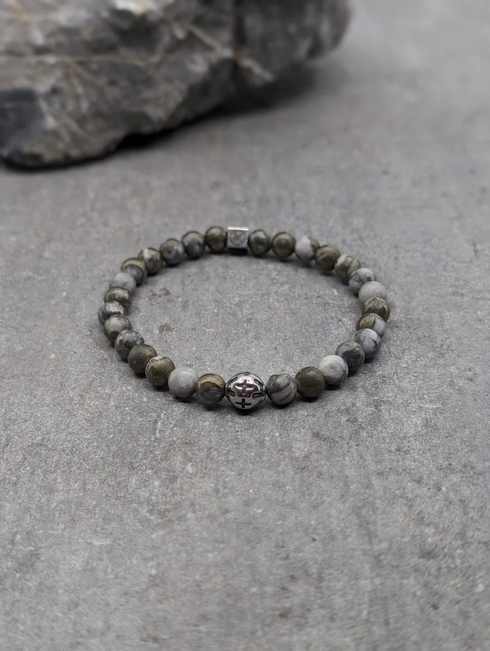 IKOBA Bracelets bracelet pyrite 6 mm acier inoxydable