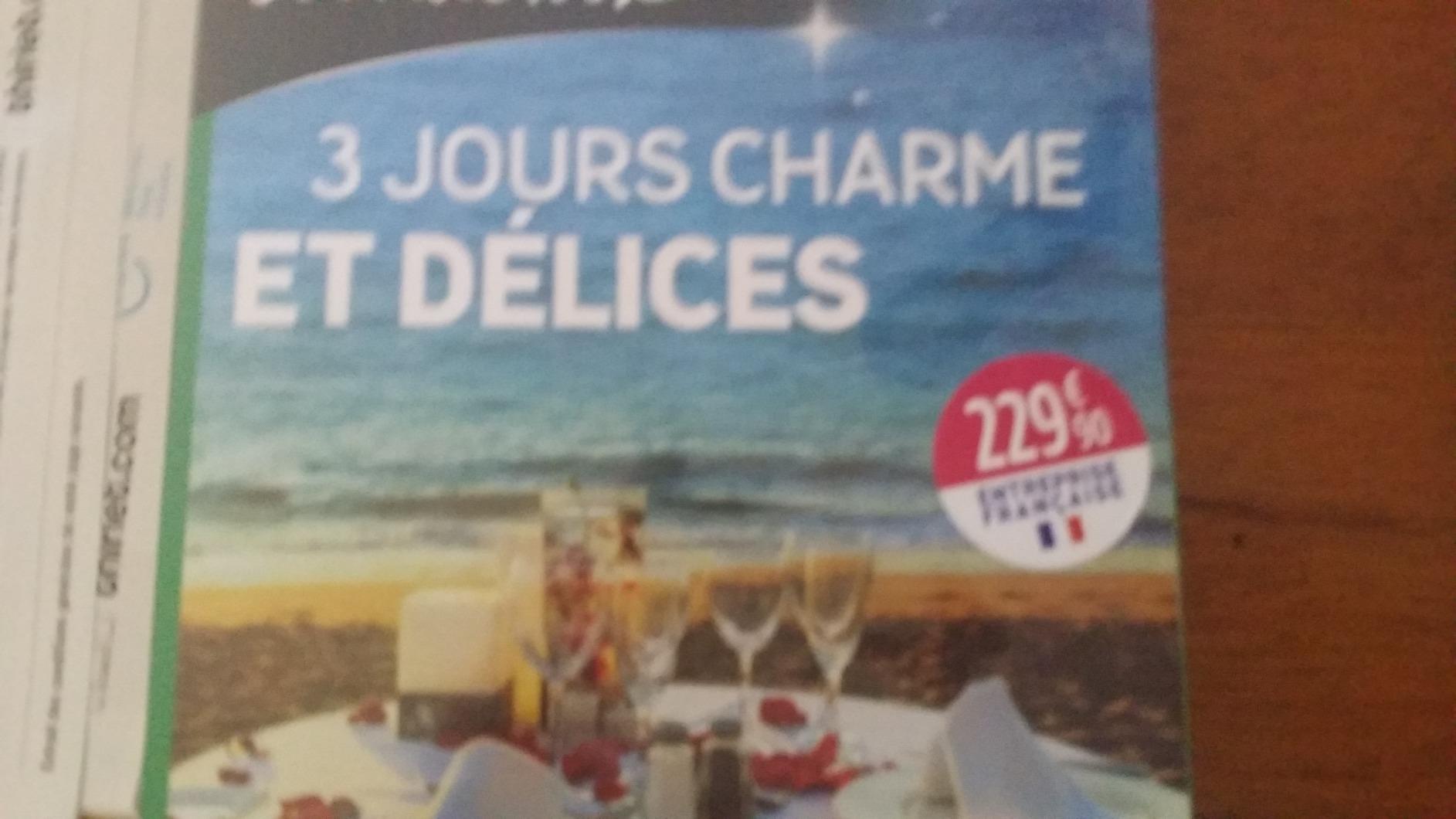 Wonderbox 3 Jours Charme et Délices coffret séjour 2 nuits 2 pers