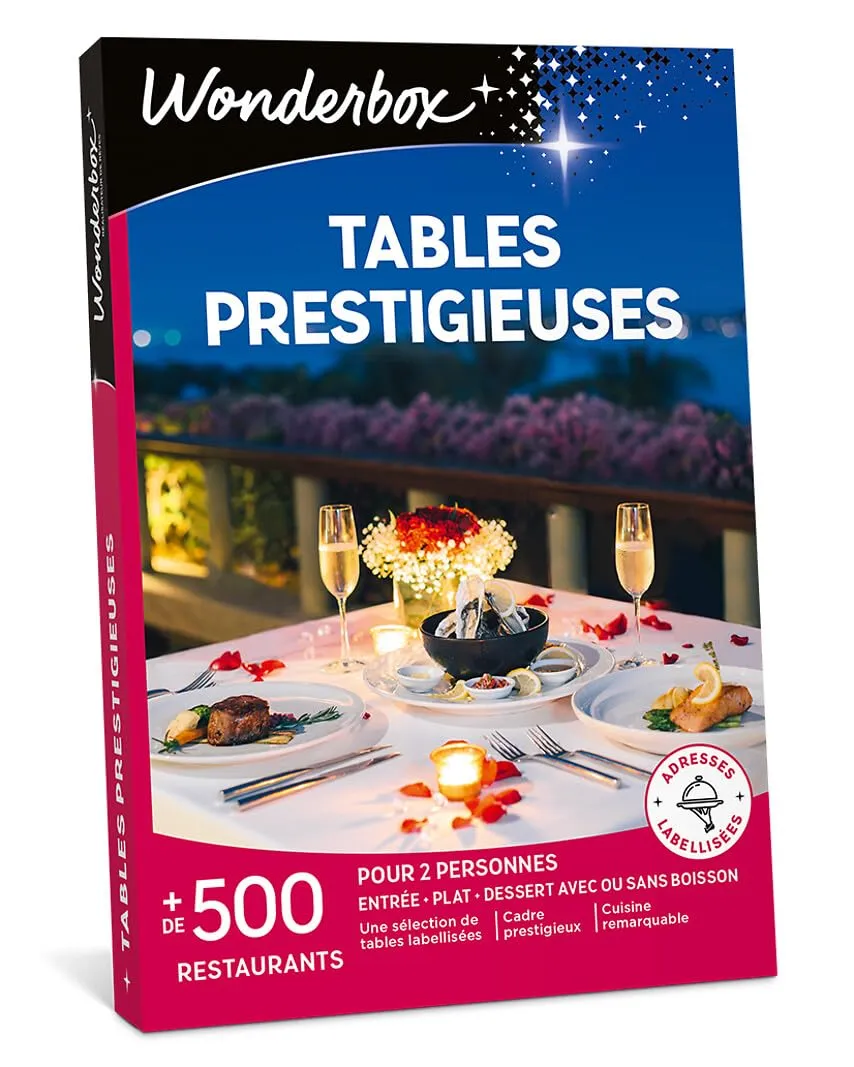 Wonderbox Tables Prestigieuses coffret resto raffiné 2 pers