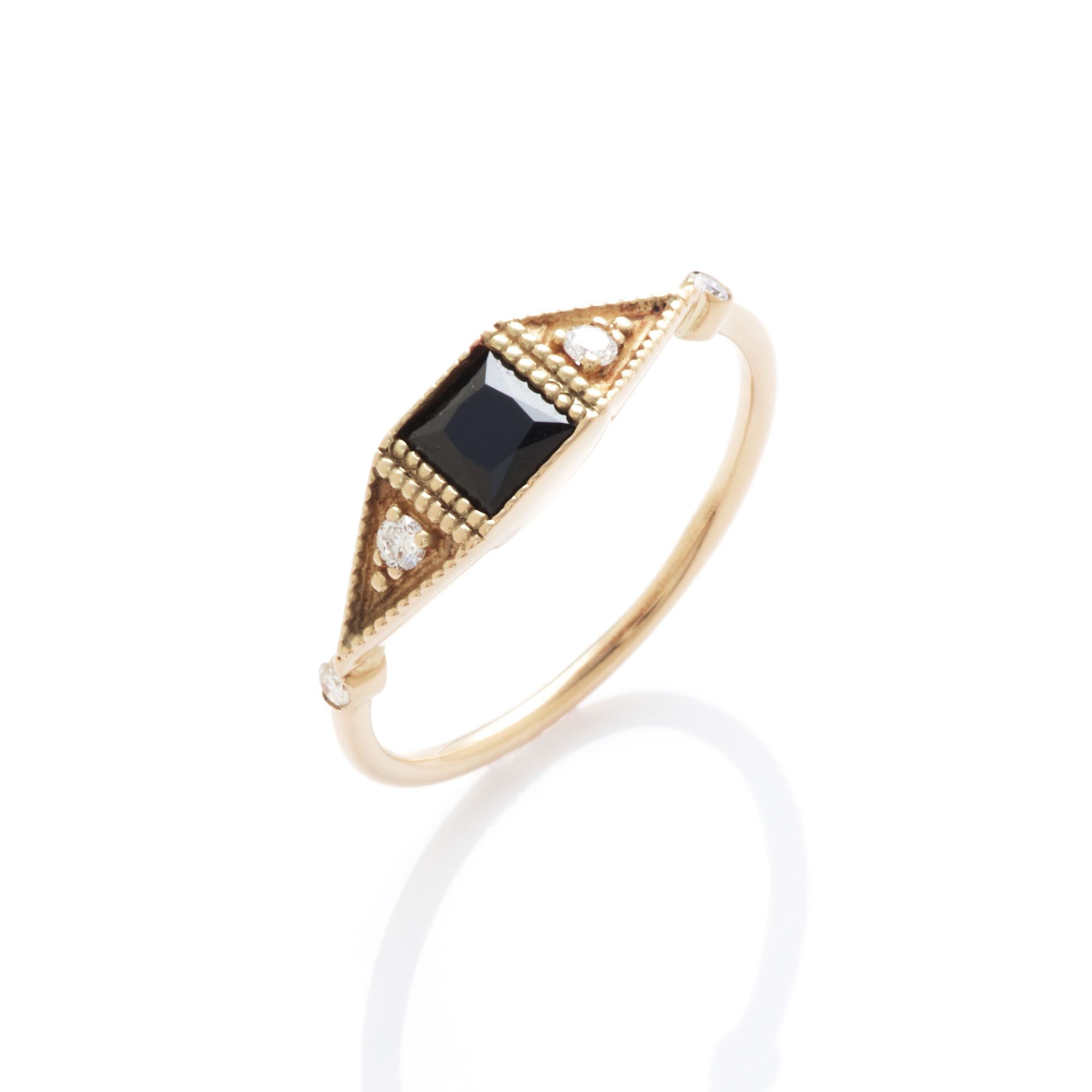 Angèle Brousse Saintes Square bague or jaune 18 carats onyx