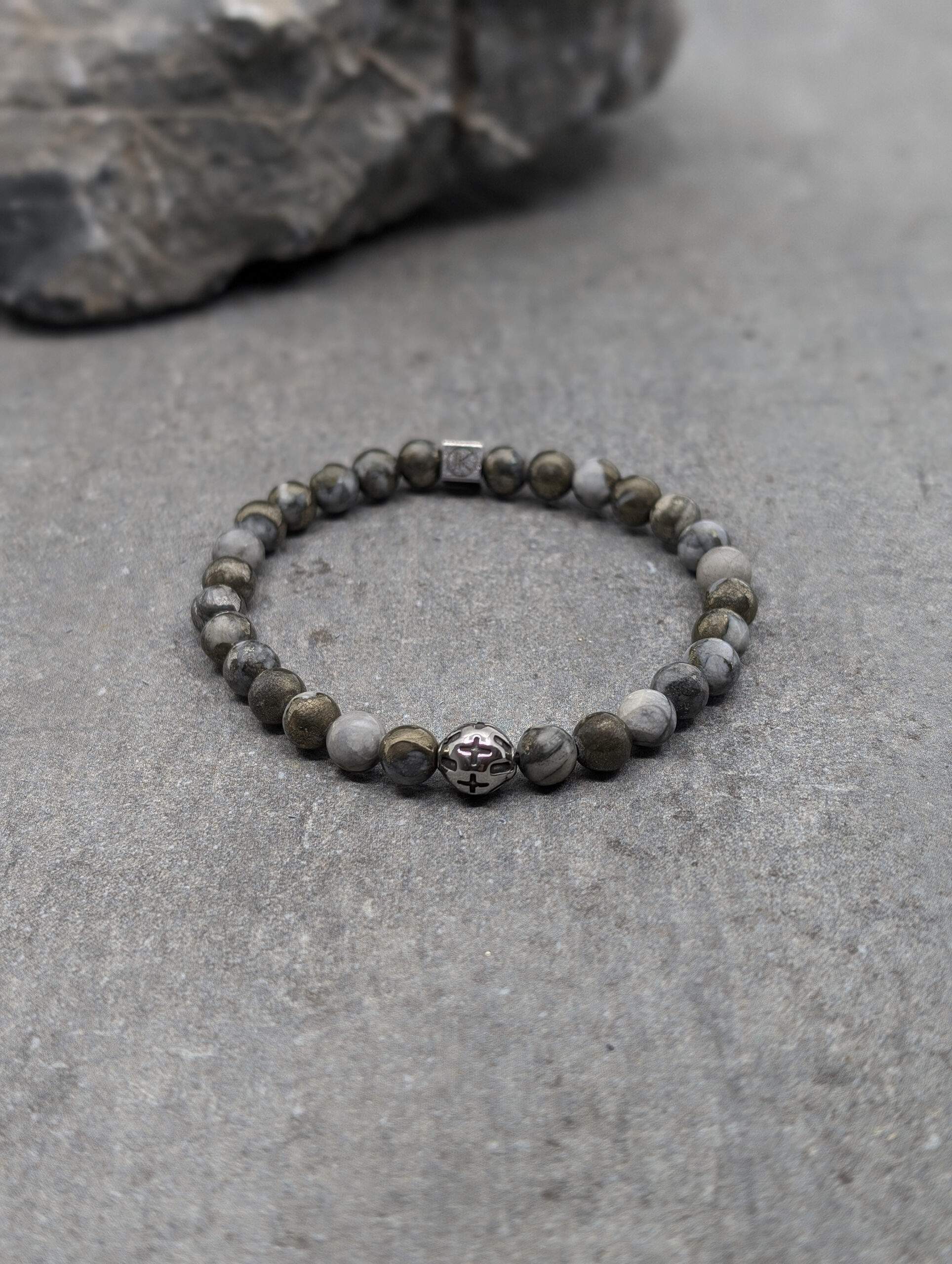 IKOBA Bracelets bracelet pyrite 6 mm acier inoxydable