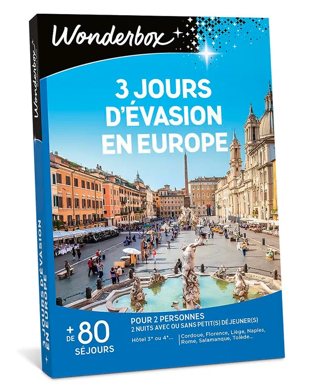 Wonderbox 3 Jours Évasion en Europe coffret séjour 2 nuits 2 pers