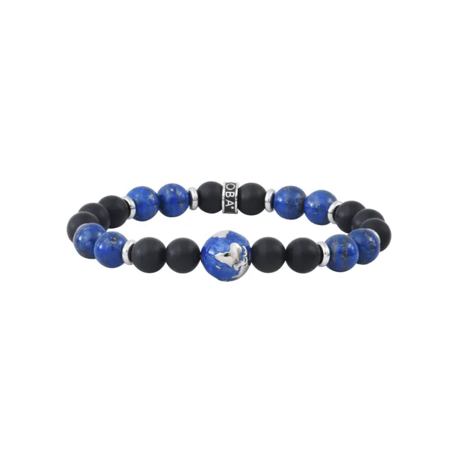 IKOBA Terre Email Bleu Agate Noire Lapis Bracelet