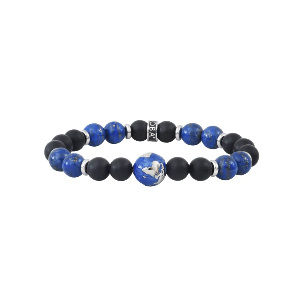 IKOBA Terre Email Bleu Agate Noire Lapis Bracelet