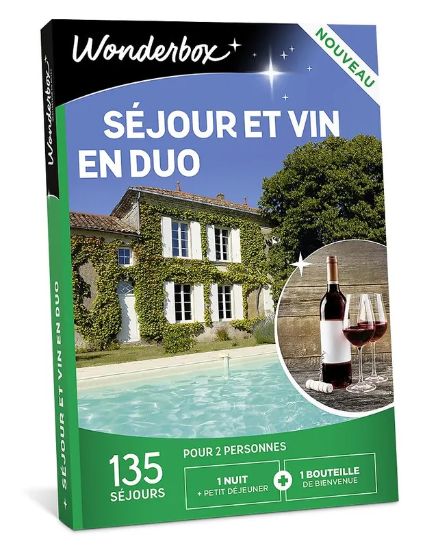 Wonderbox Séjour et Vin en Duo coffret nuit vin 2 personnes
