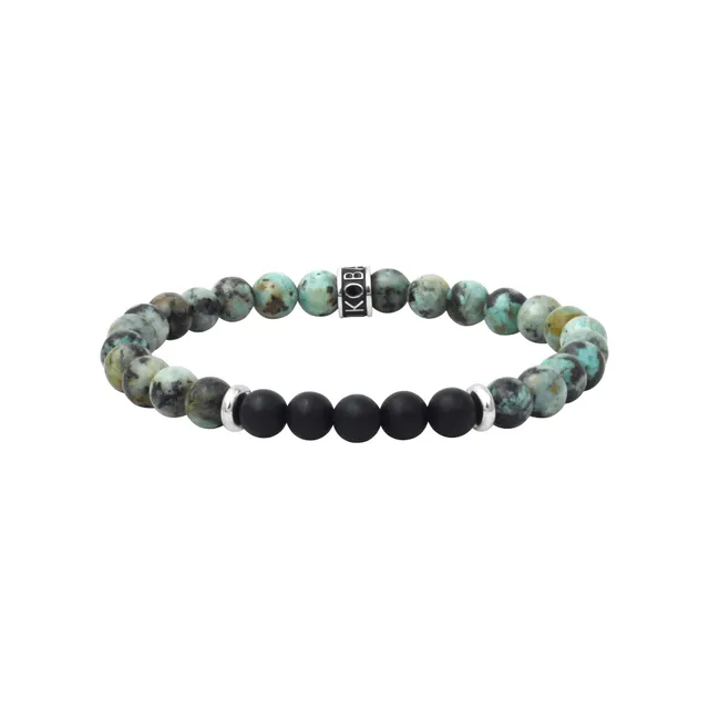 IKOBA Bracelets turquoise africaine agate noire bracelet 6mm
