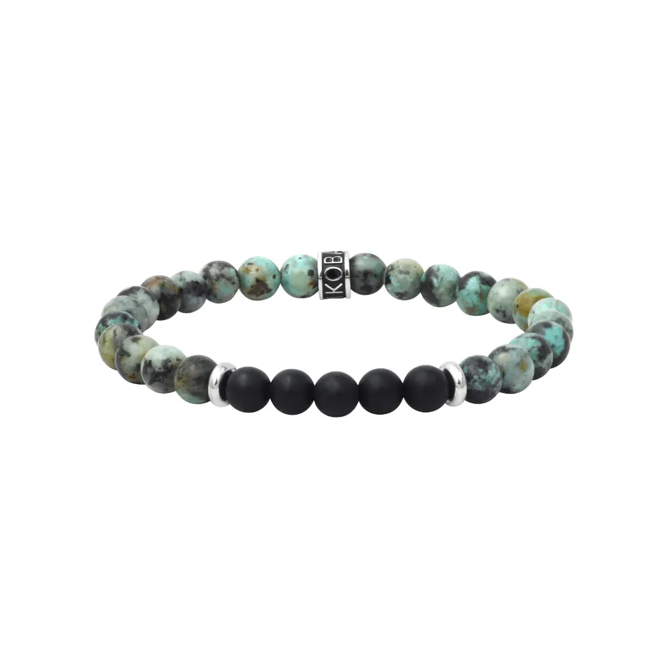 IKOBA Bracelets turquoise africaine agate noire bracelet 6mm