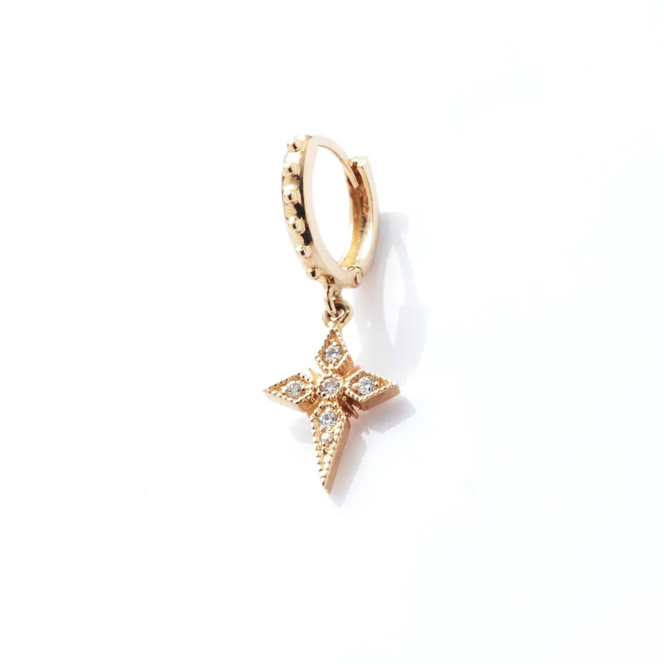 Angèle Brousse Saintes Mini Créole Croix boucles or jaune diamant