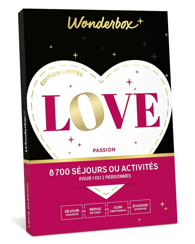 Wonderbox Love Passion coffret cadeau 1-2 pers séjour dîner