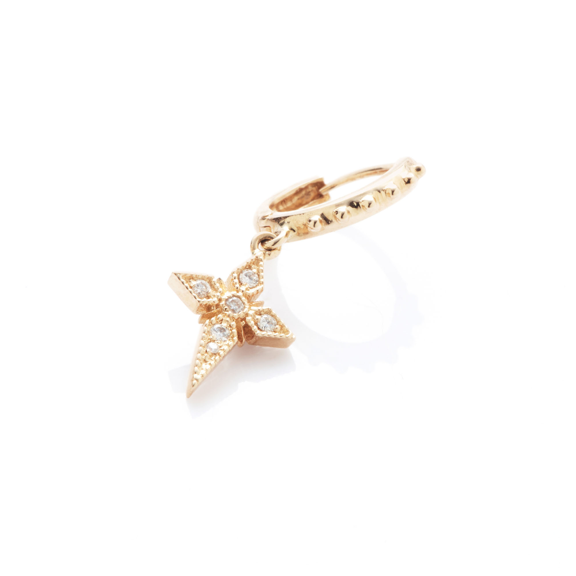 Angèle Brousse Saintes Mini Créole Croix boucles or jaune diamant