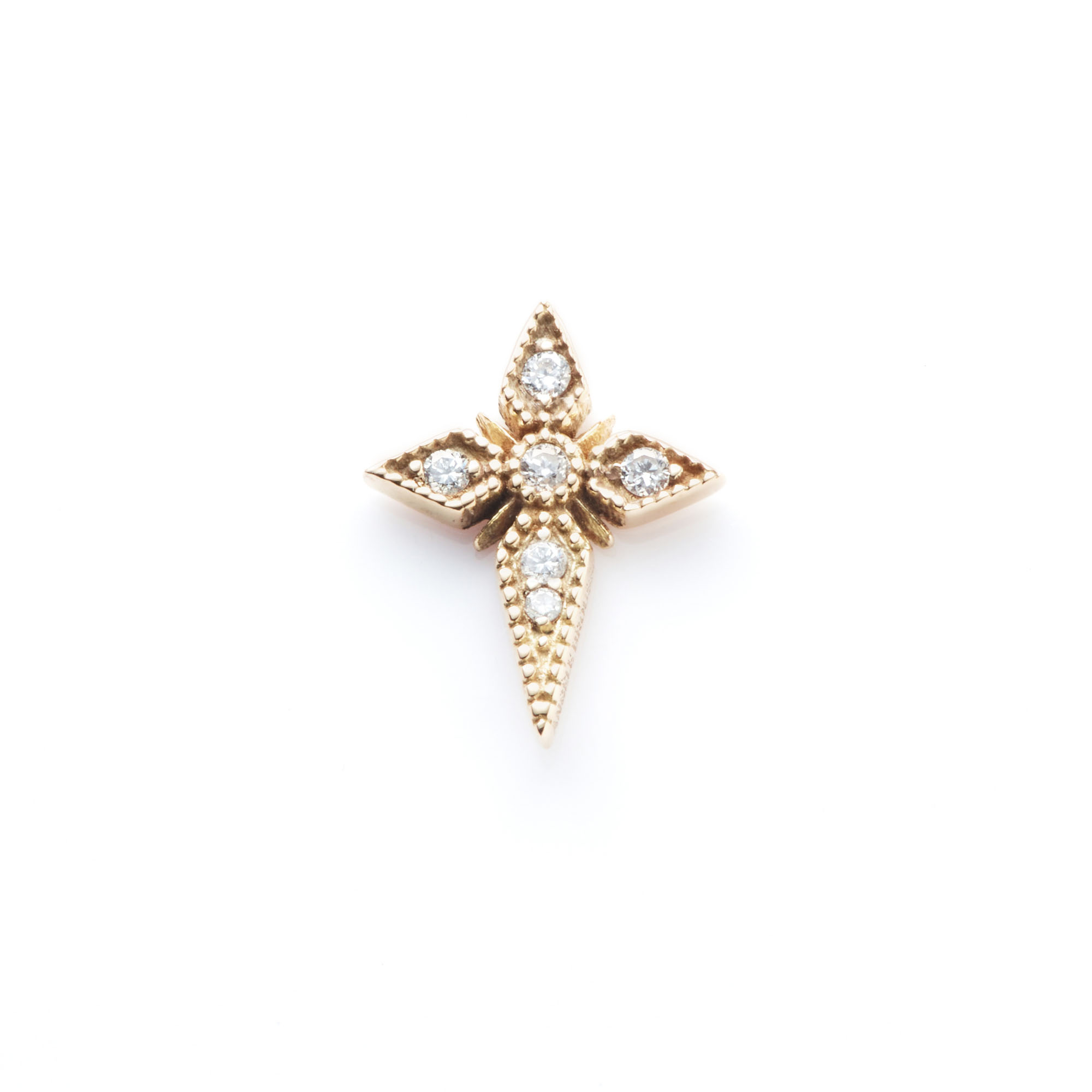 Angèle Brousse Saintes puce croix or 18 carats diamants