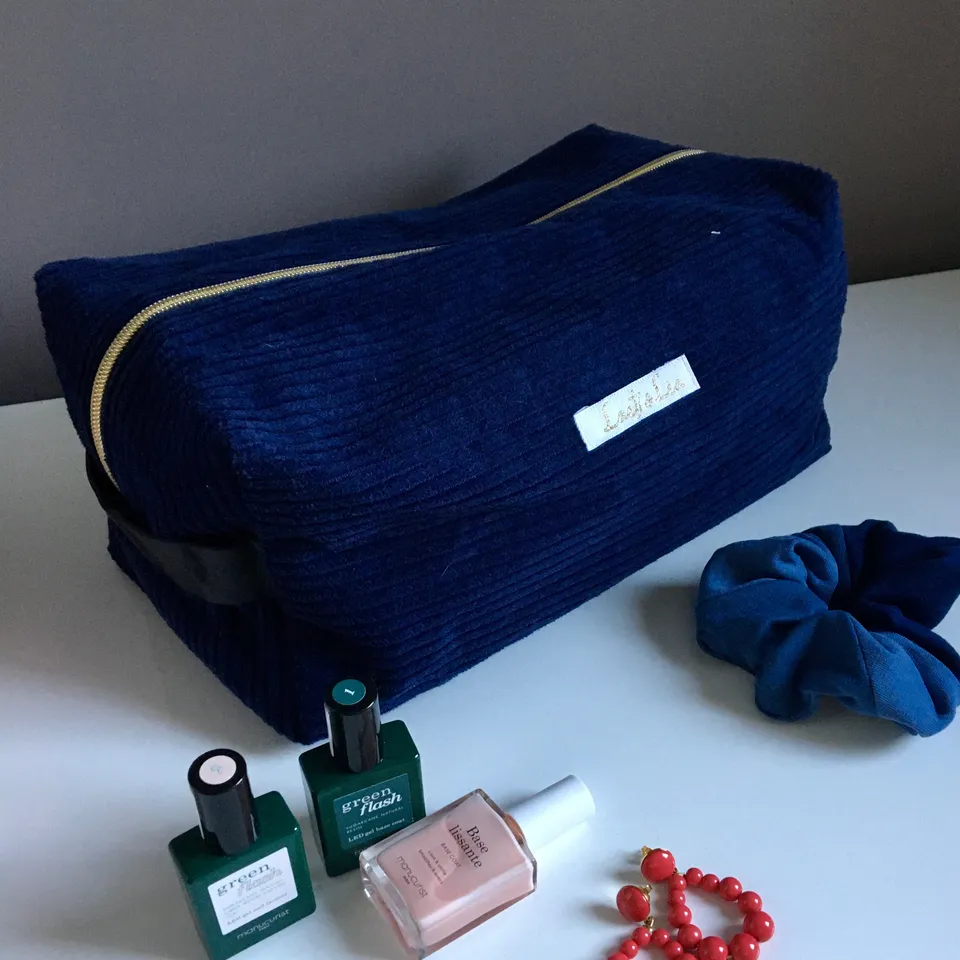 Laeti & Léa Trousses et pochettes trousse cube Velours Bleu MINI