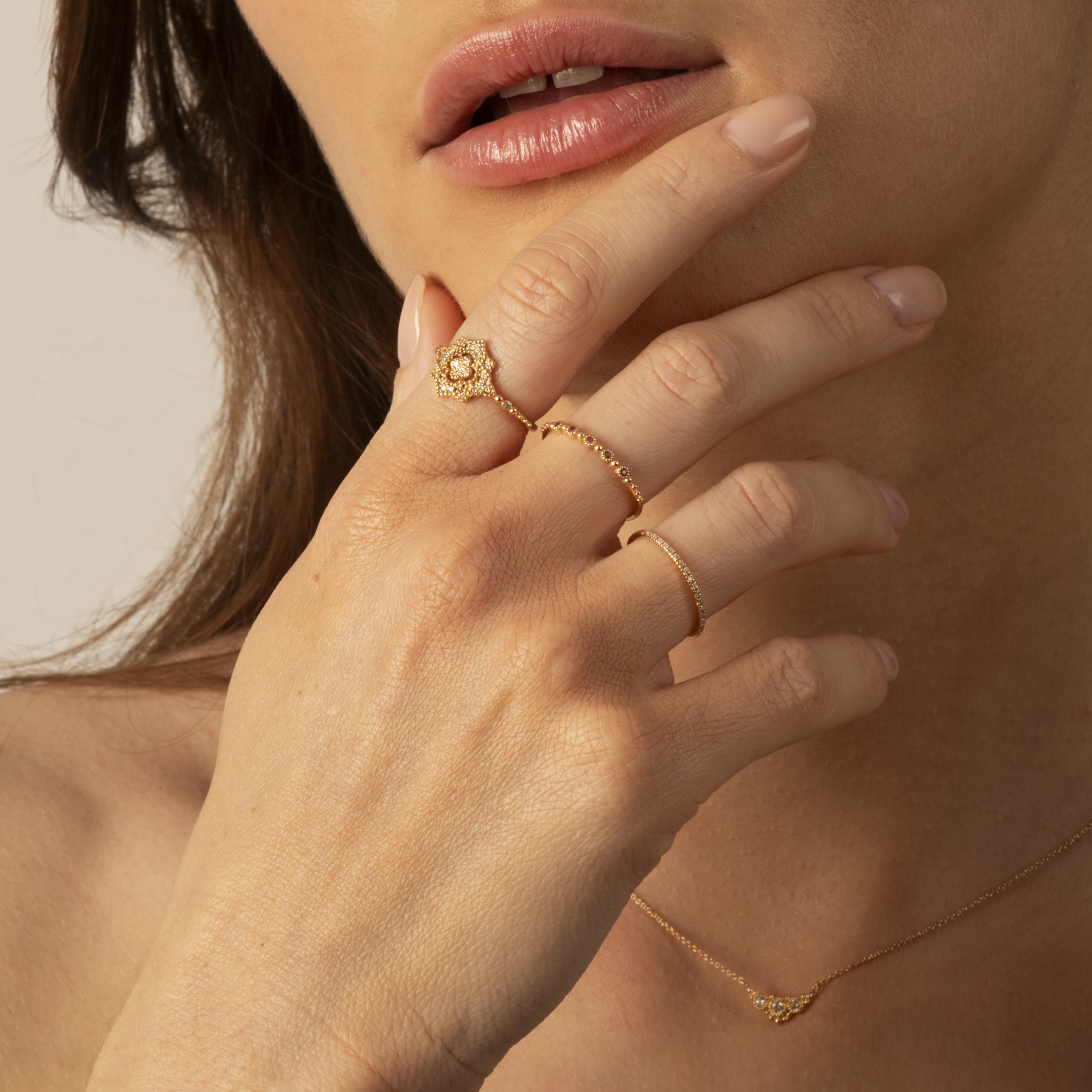 Angèle Brousse Nina Small Colors bague or tourmalines roses