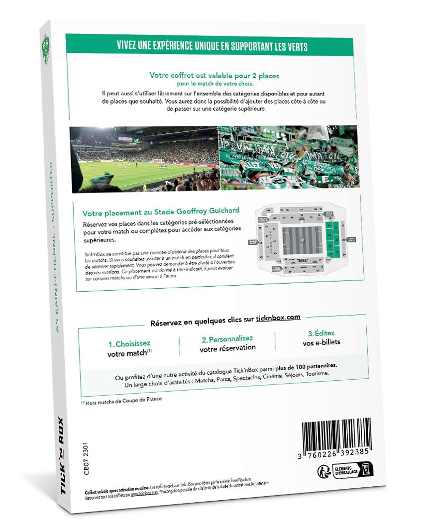 Wonderbox Évènements Sportifs AS Saint-Etienne Supporter coffret cadeau 2 places