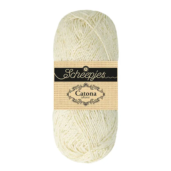 Scheepjes Catona Shine 105 fil coton blanc nuptial doré