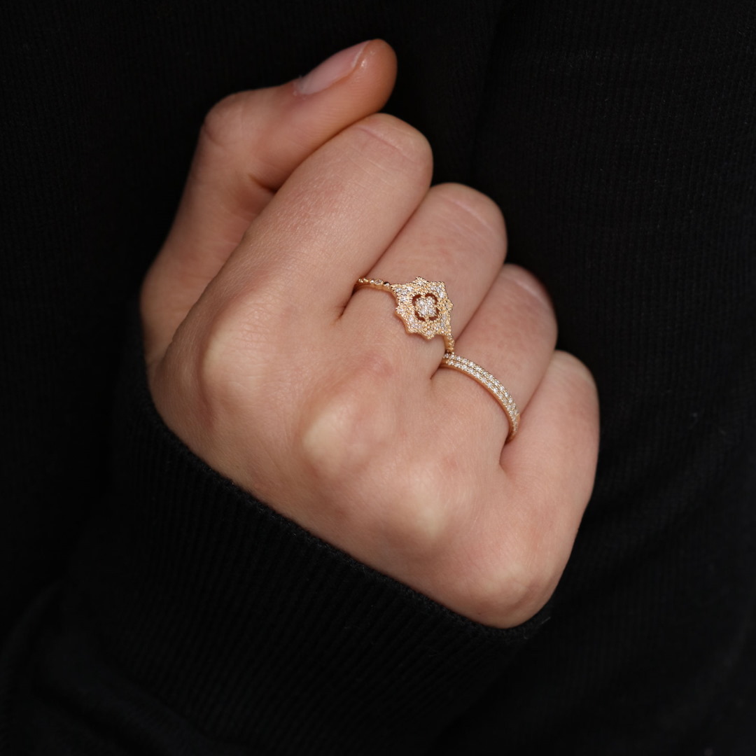 Angèle Brousse Dita bague or blanc 14 carats 18 diamants