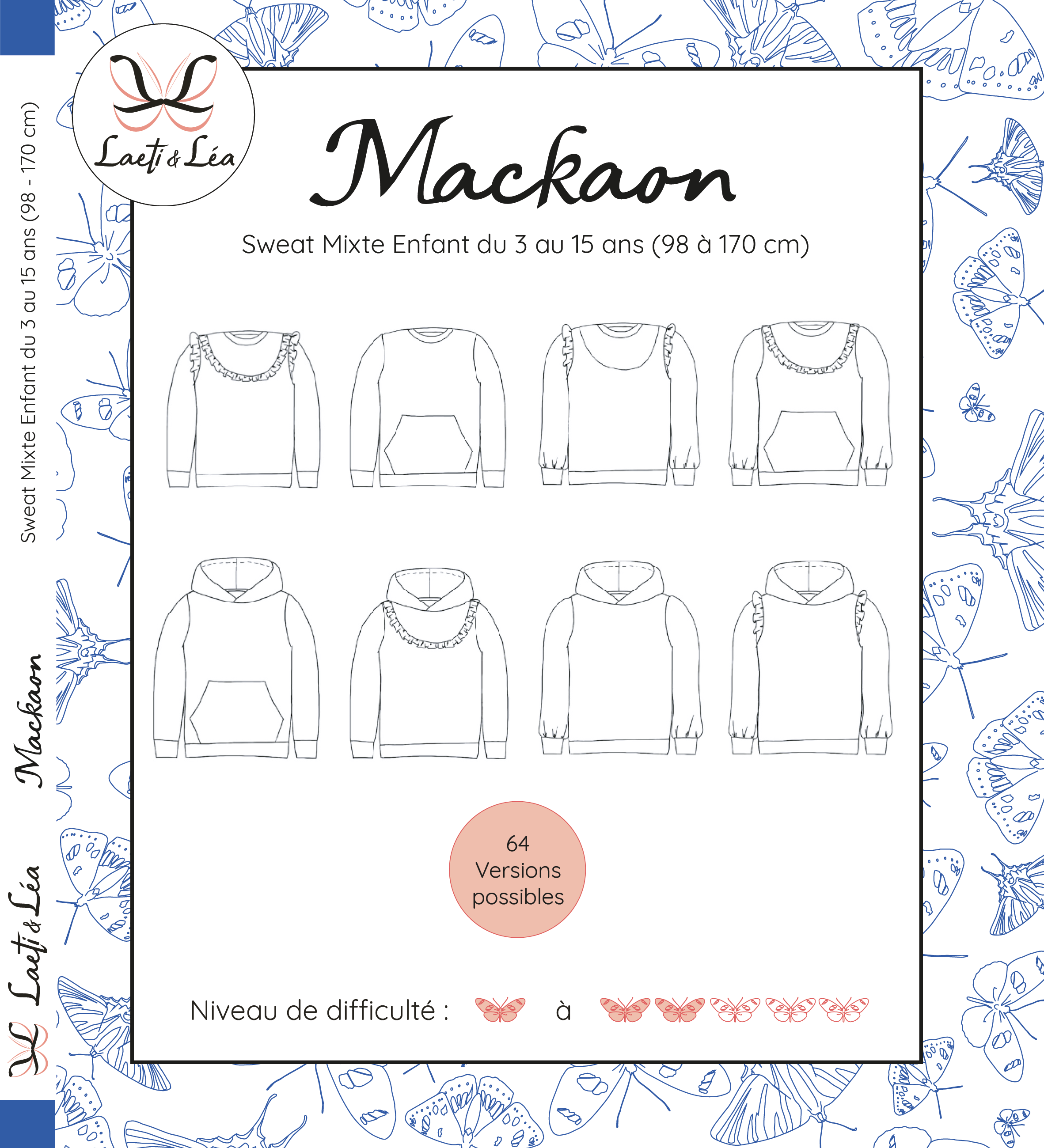 Laeti & Léa Mackaon patron sweat enfant 3-15 ans PDF DUO capuche