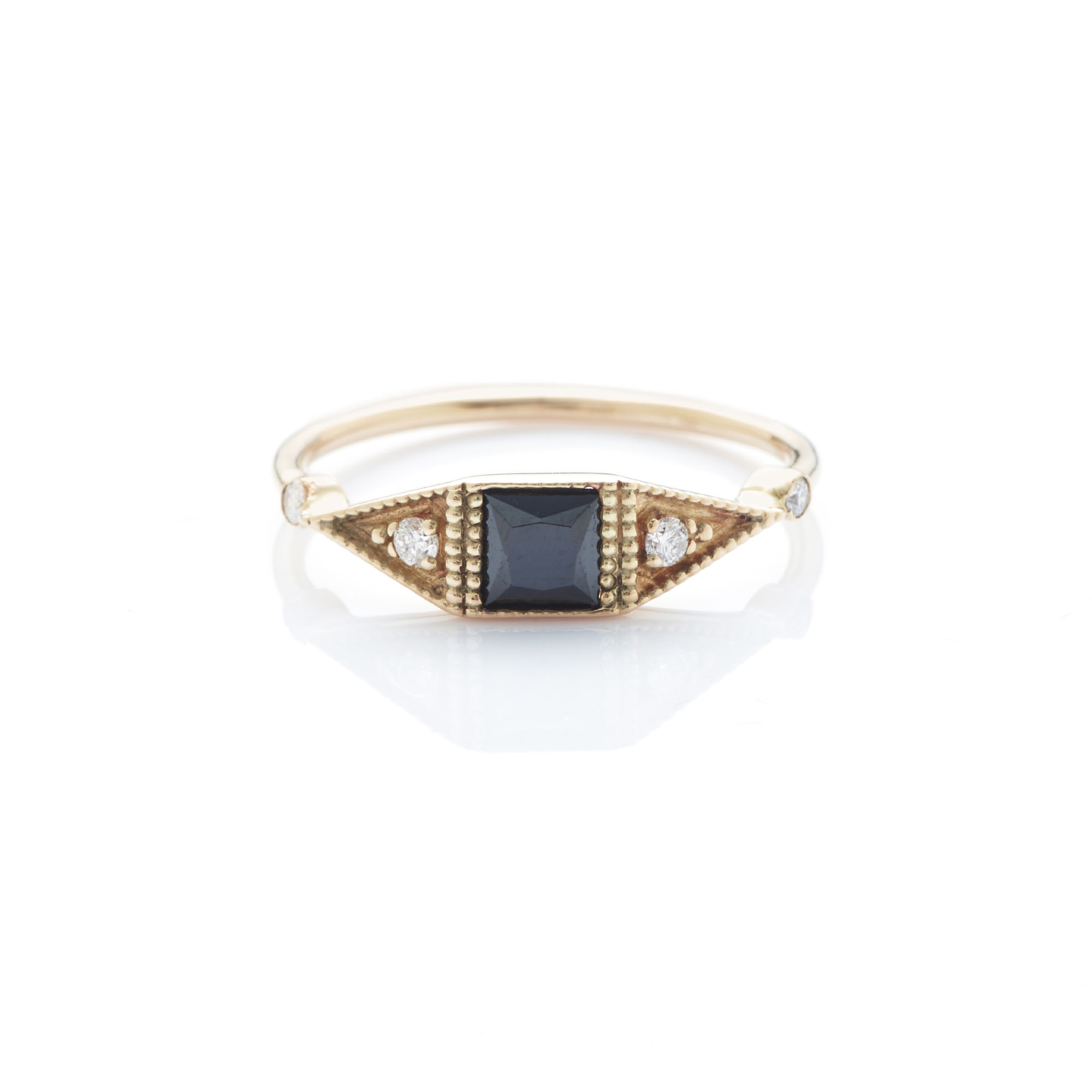 Angèle Brousse Saintes Square onyx bague or jaune 14 carats 4 mm