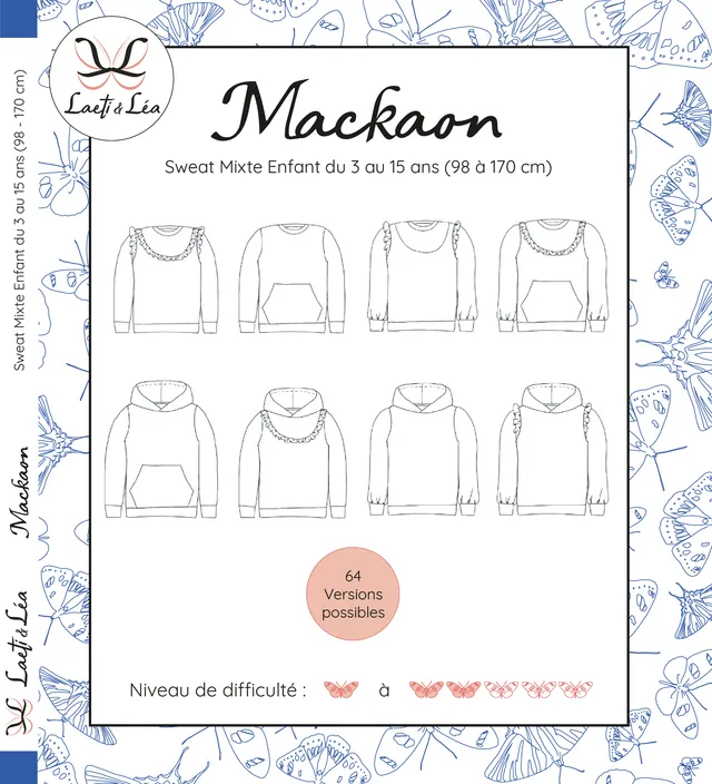 Laeti & Léa Mackaon patron sweat enfant 3-15 ans PDF DUO capuche
