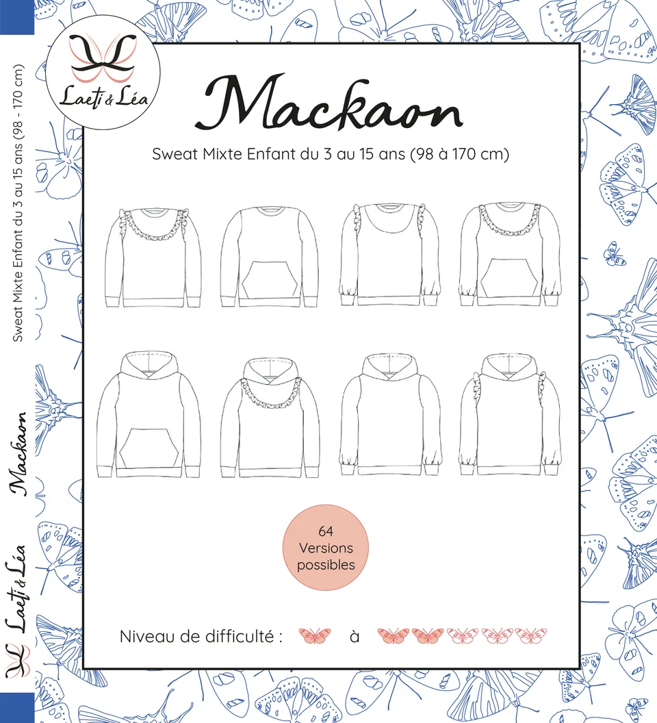 Laeti & Léa Mackaon patron sweat enfant 3-15 ans PDF DUO capuche