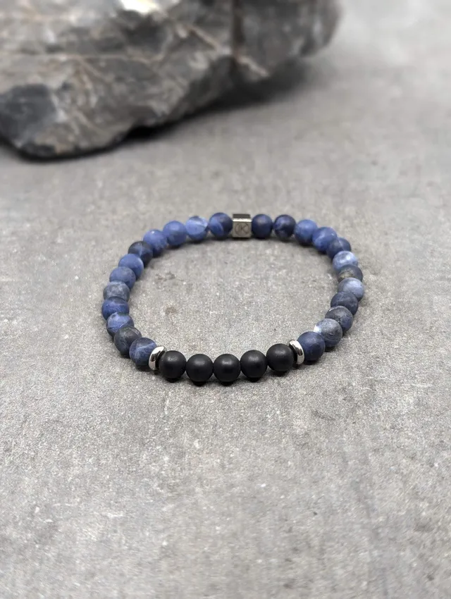 IKOBA Bracelet Sodalite Agate Noire Dépolie 6 mm