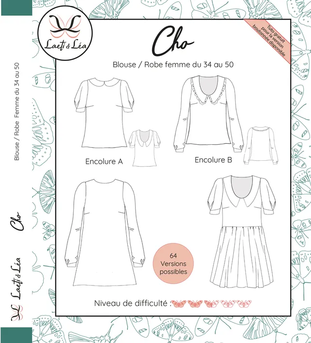 Laeti & Léa Cho patron blouse robe femme PDF 34-50 col plat
