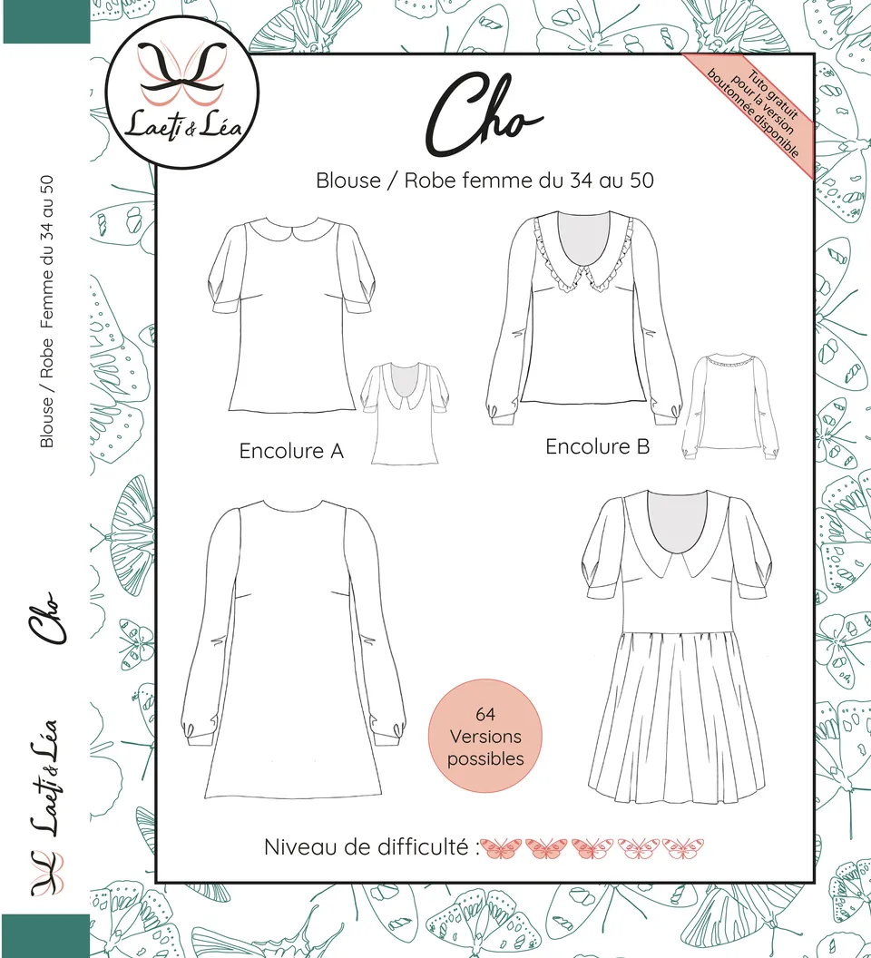 Laeti & Léa Cho patron blouse robe femme PDF 34-50 col plat