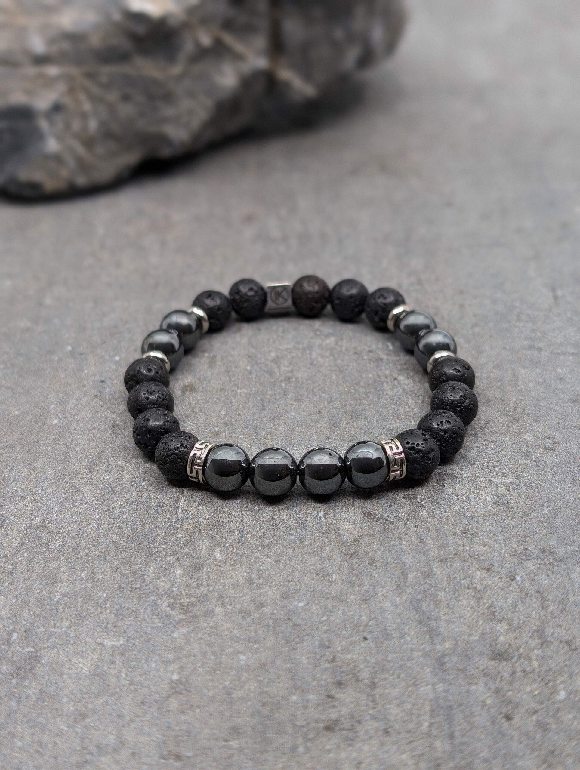 IKOBA Bracelets hématite pierre de lave bracelet 8mm