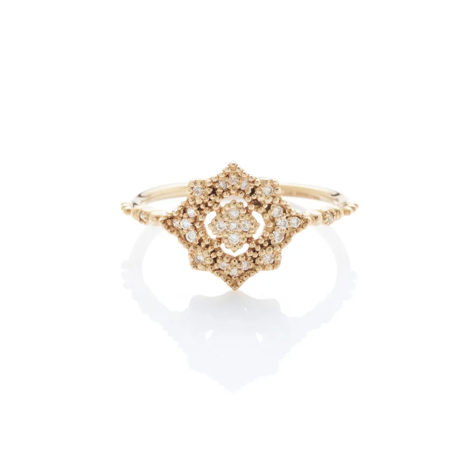 Angèle Brousse Nina Flower bague or 18 carats 20 diamants