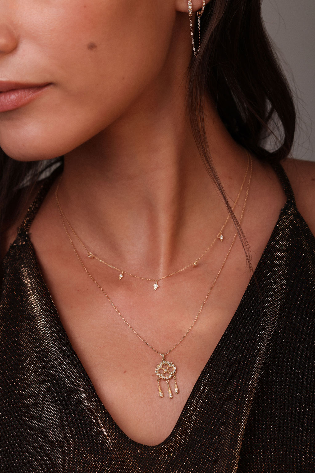Angèle Brousse Greta collier or 18 carats diamants 47-52 cm