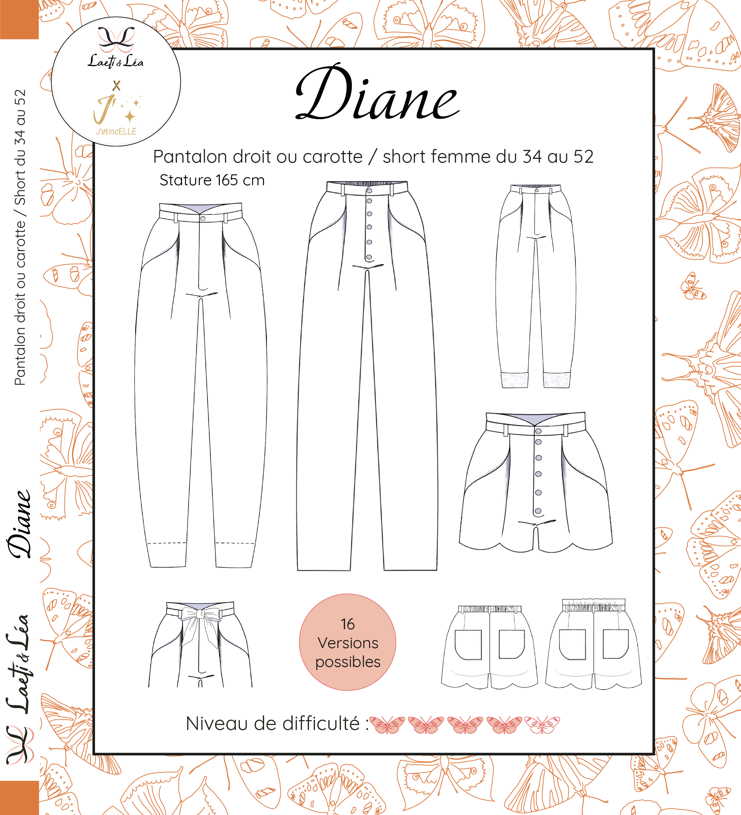 Laeti & Léa Diane 34-52 patron couture pantalon short femme PDF