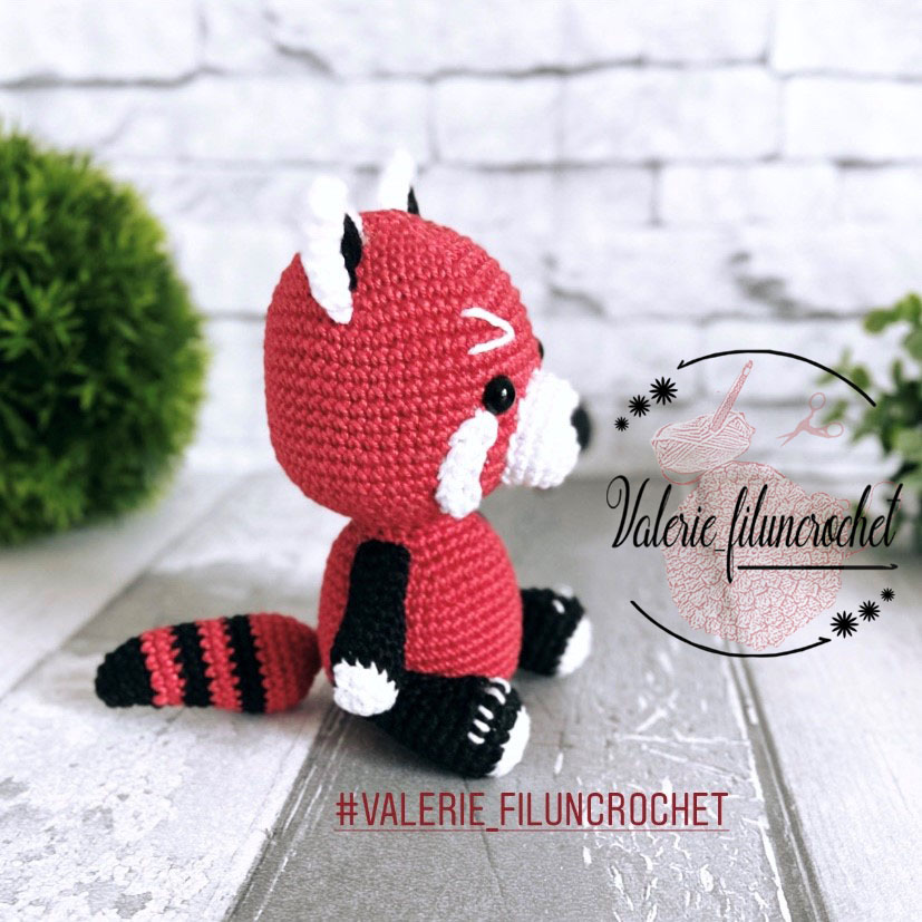 Yushu panda roux tutoriel crochet patron amigurumi