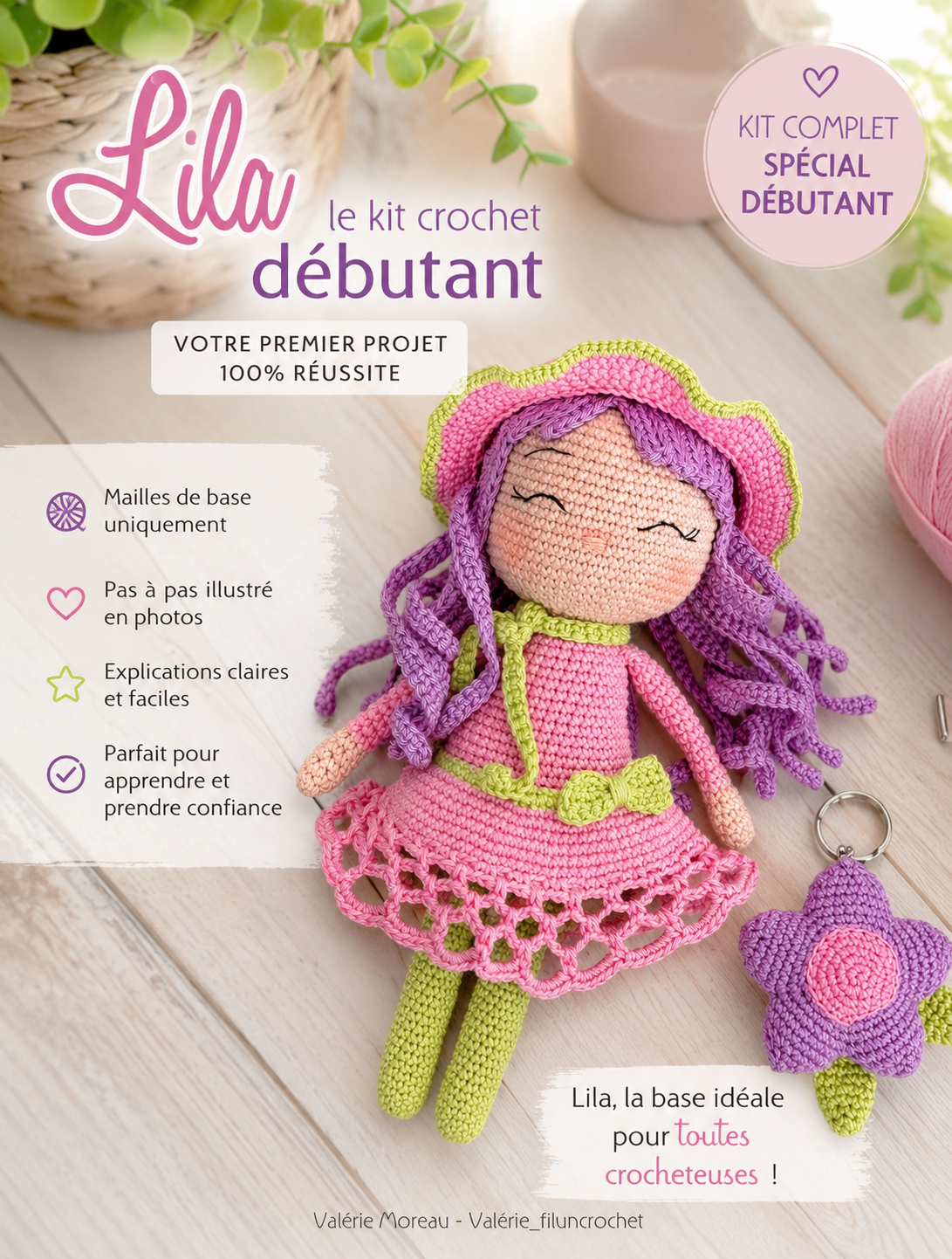 Valerie Les Kits Crochets Lila kit crochet poupée débutant