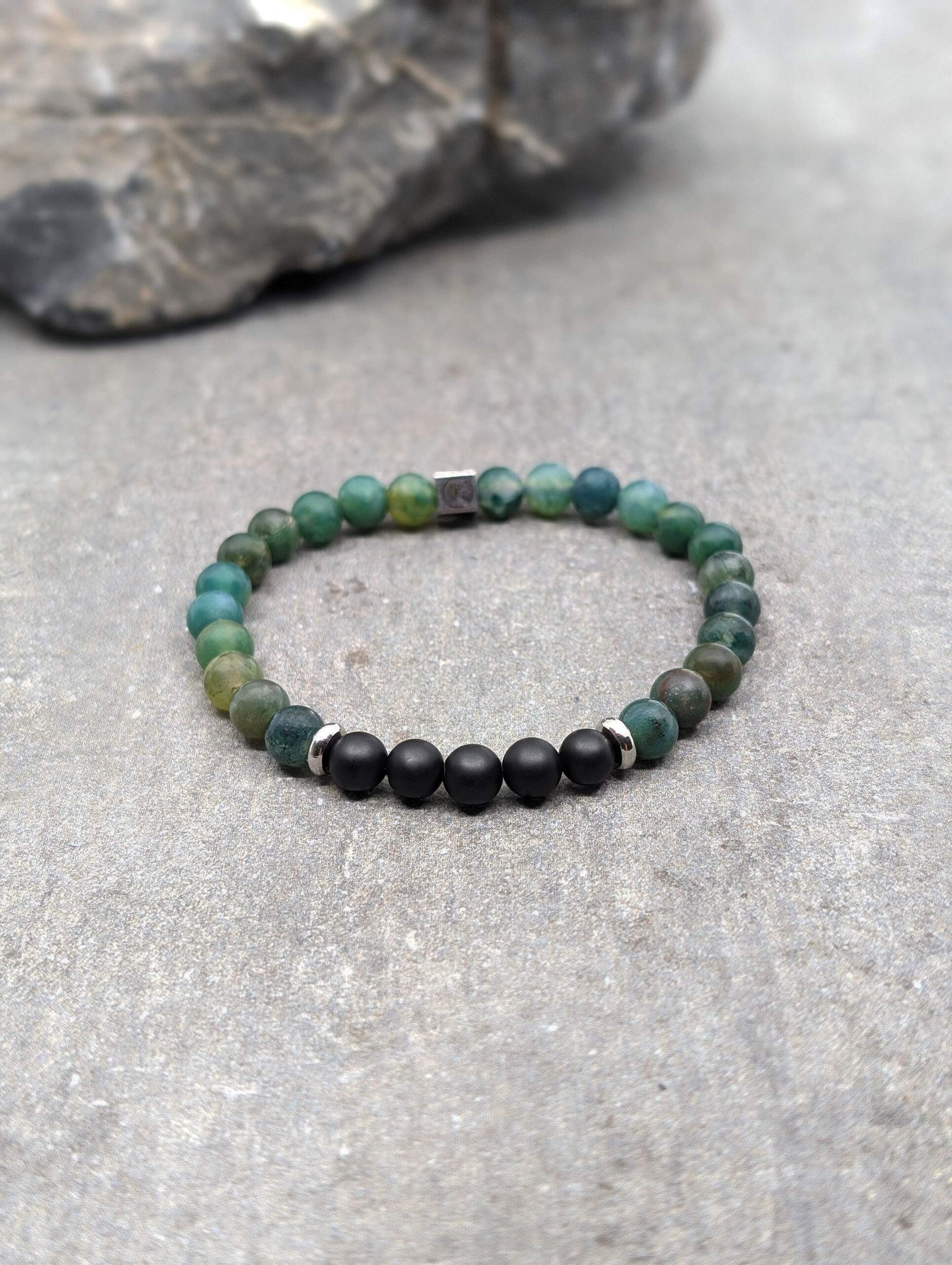 IKOBA Bracelets agate mousse agate noire bracelet 6mm