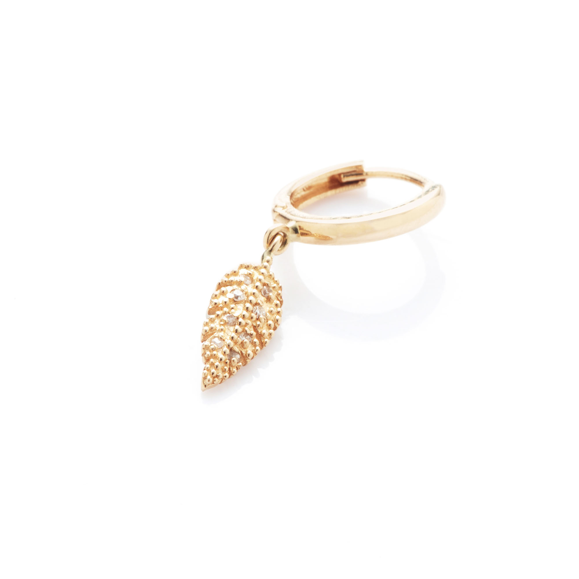 Angèle Brousse Suki plume mini créole or jaune 18 carats 1 cm