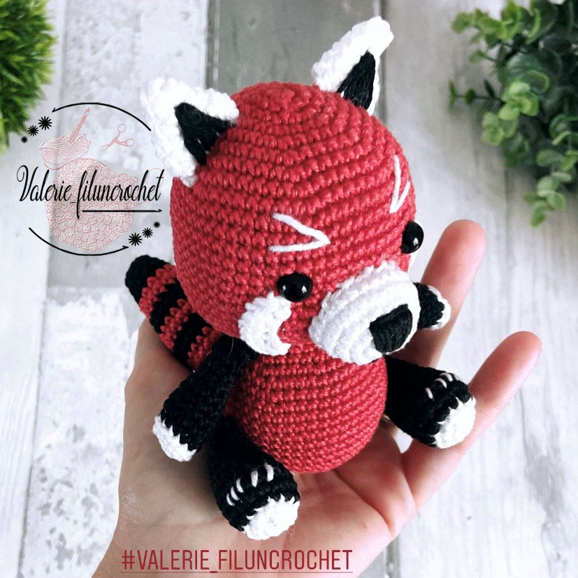Yushu panda roux tutoriel crochet patron amigurumi