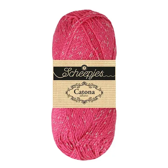 Scheepjes Catona Shine 114 fil coton rose choc argent 50 g