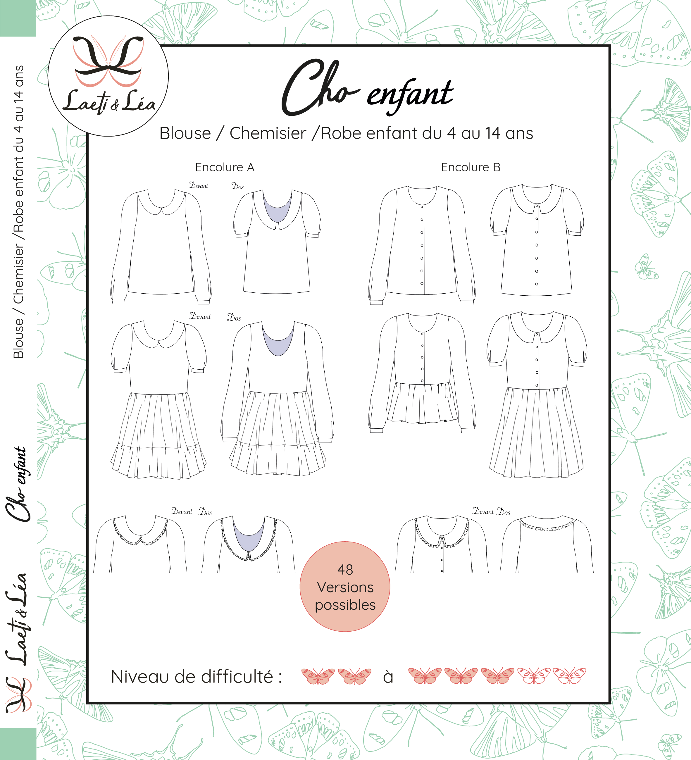 Laeti & Léa Cho Junior patron blouse enfant 4-14 ans PDF col plat