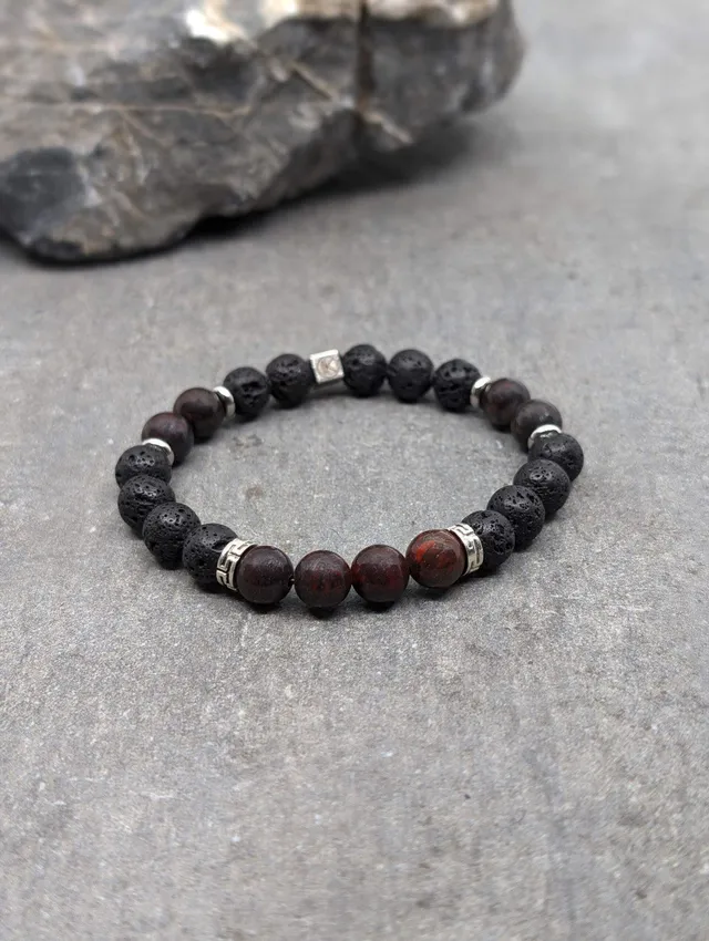 IKOBA Bracelets bracelet jaspe rouge pierre de lave 8mm