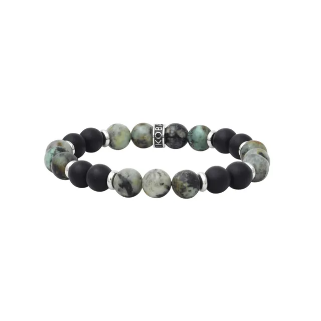 IKOBA Bracelets turquoise africaine agate noire 8mm bracelet pierre