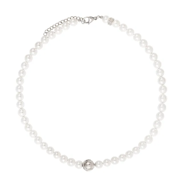 IKOBA Colliers Perles Blanches Terre collier acier inoxydable