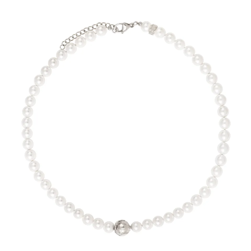 IKOBA Colliers Perles Blanches Terre collier acier inoxydable