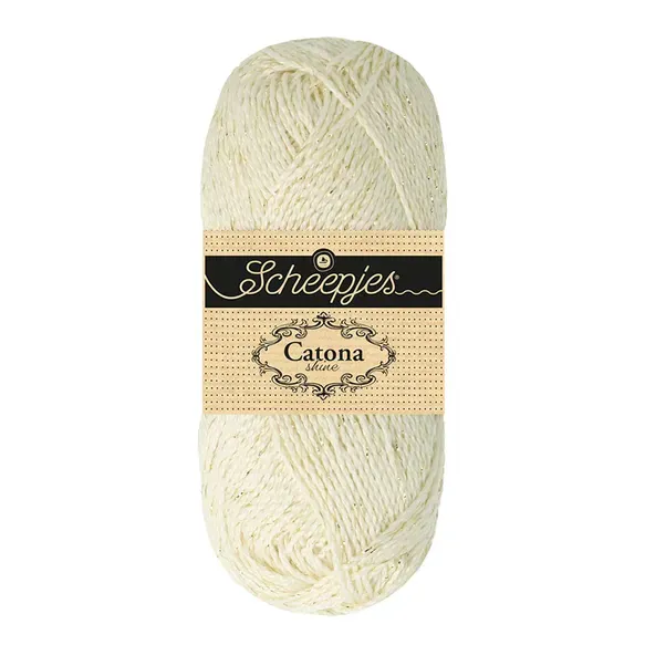 Scheepjes Catona Shine 105 fil coton blanc nuptial doré