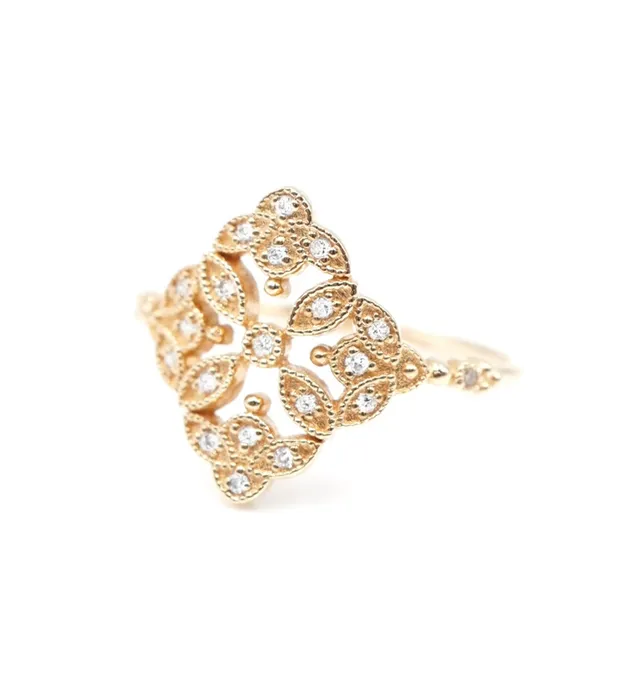 Angèle Brousse Romance bague XXL diamants or jaune 18ct
