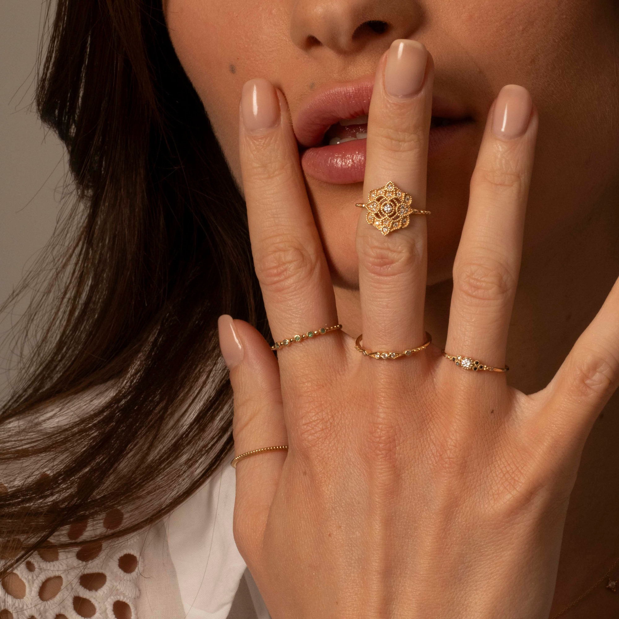 Angèle Brousse Nina Small Colors bague or émeraude
